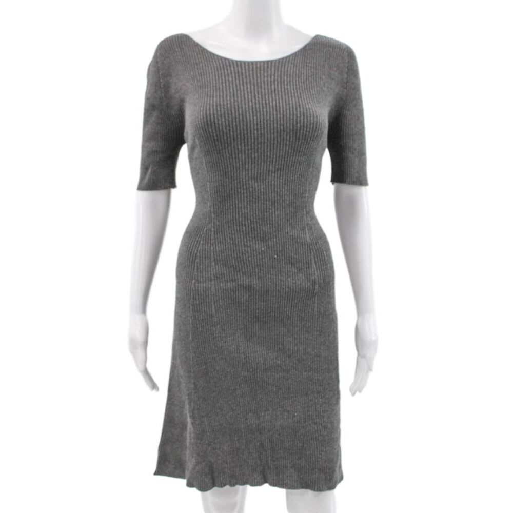Ministry Of Style Womens Sweater Dress Gray Viscose Boat Neck Short Size M